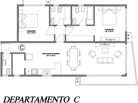 Departamento en Venta de 3 ambientes