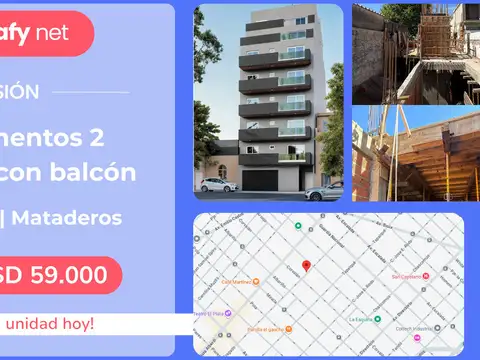 Departamento 2 ambientes con 1 baño