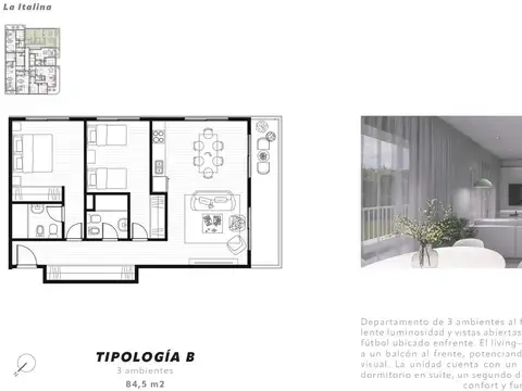 Departamento en Venta de 3 ambientes