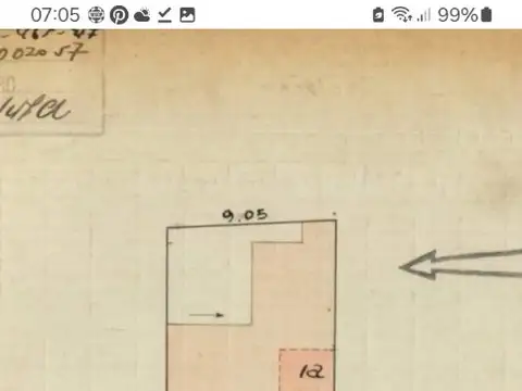 Terreno en Venta 9  mts Frente