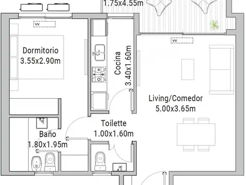 Departamento en Venta de 2 ambientes