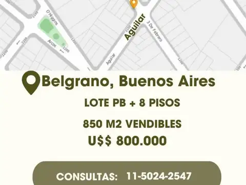 Terreno en Venta en Belgrano, USD 800.000