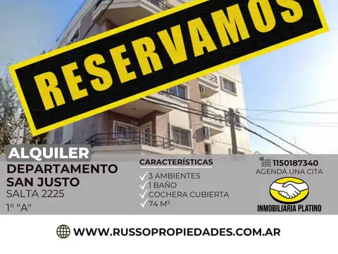 Alquiler departamento 3 ambientes San Justo