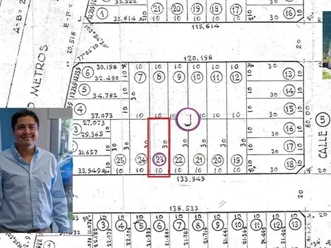 Terreno en Venta 30  mts Fondo