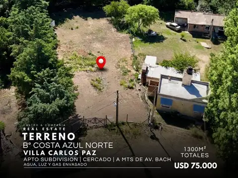 Venta De Terreno Plano De 1300M² En Costa Azul Norte, Villa Carlos Paz