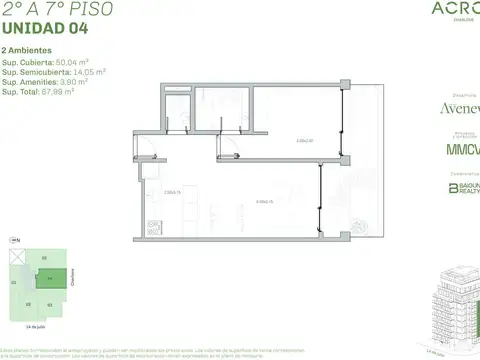 Departamento de 2 ambientes en venta en Chacarita