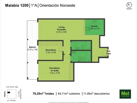 Malabia 1200, Piso 1°
