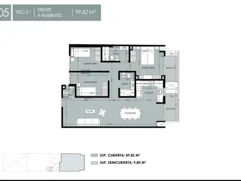 Departamento 4 ambientes con 3 baños