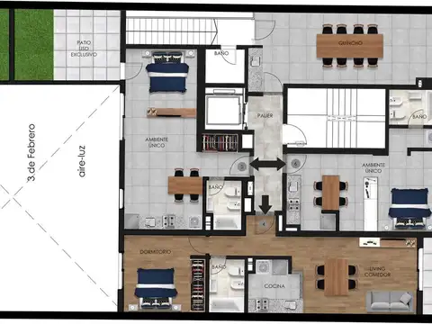 Departamento 2 ambientes con 1 baño
