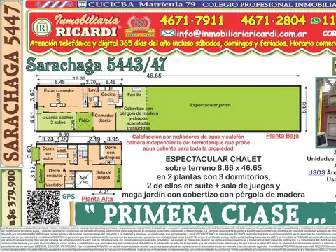 PRIMERA CLASE Espectacular chalet con mega parque y quincho