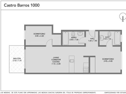 Departamento 3 ambientes con 2 baños
