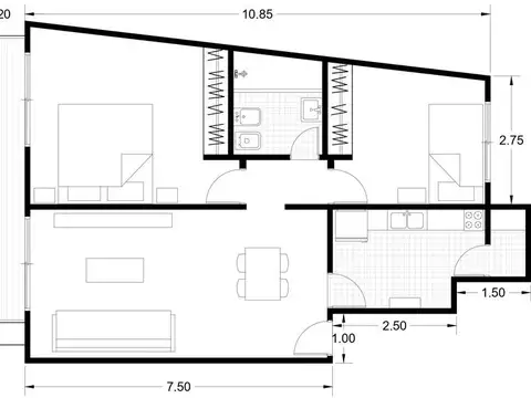 Hornos * 800 Depto. 3 Amb. A partC/ BALCÓN  APTO PROF./COMERCIAL. Sup. 63M². Precio por M² USD 1.809