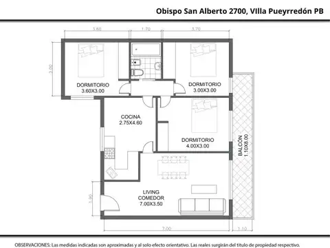 Departamento en Venta de 3 dormitorios