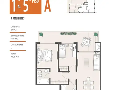 Departamento en Venta de 3 ambientes
