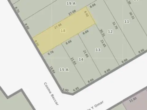 Terreno en Venta 27  mts Frente
