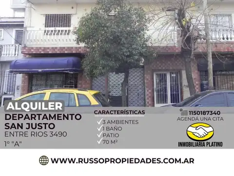 Alquiler departamento 3 ambientes San Justo