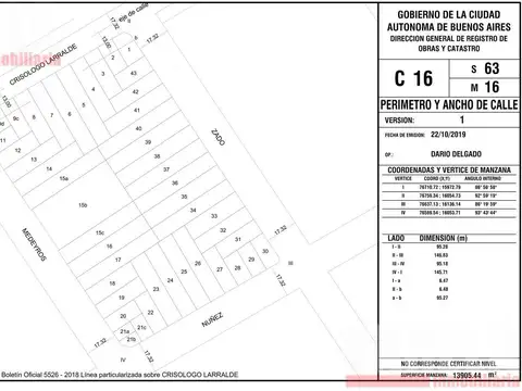Terreno en Venta en Villa Urquiza, USD 260.000