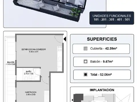 Departamento en Venta de 2 ambientes