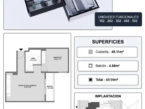 Departamento en Venta de 1 dormitorio