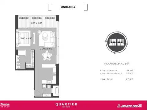 Departamento en Alquiler de 1 dormitorio