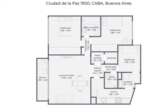 Departamento 3 ambientes con 1 baño