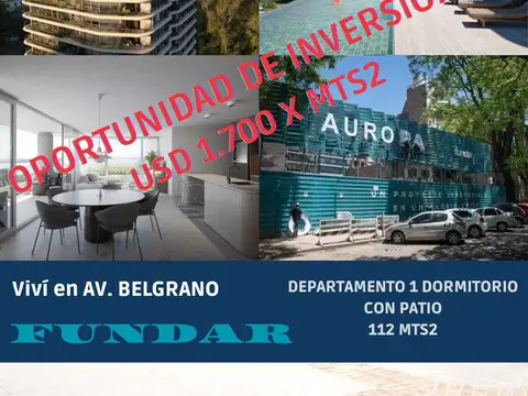 DEPARTAMENTO 1 DORMITORIO C/PATIO 112 mts2. OPORTUNIDAD DESTACADA EN TORRE AURORA. ZONA RIO