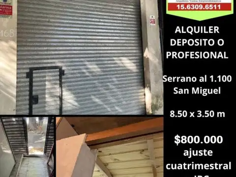 25m2 Alquiler local depósito  San Miguel