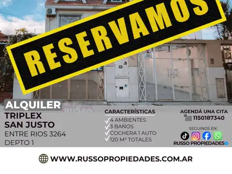 Alquiler Triplex San Justo, La Matanza - Excelente ubicación