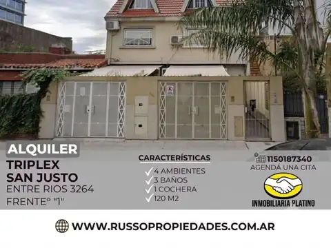 Alquiler Triplex San Justo, La Matanza - Excelente ubicación