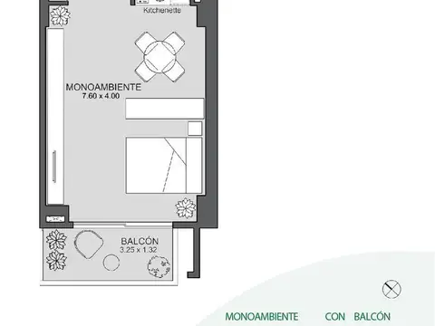Departamento Monoambiente con 1 baño