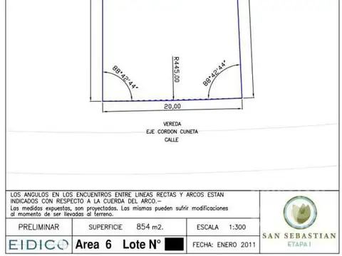 Terreno en Venta 20  mts Frente