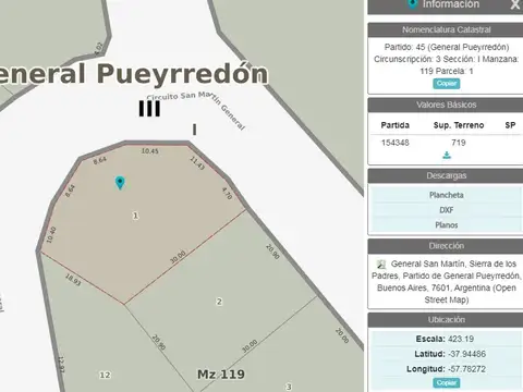 Venta Lote  Sierra de los Padres