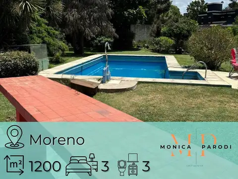 En venta Casa Quinta con Pileta y Sauna más departamento de 2 ambientes, en Moreno