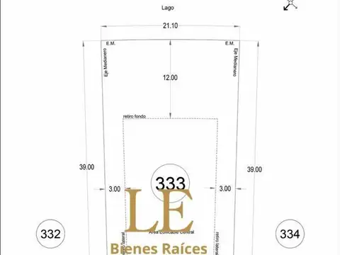 Terreno en Venta 39  mts Frente