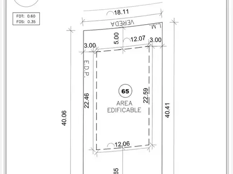 Terreno en Venta 18  mts Frente
