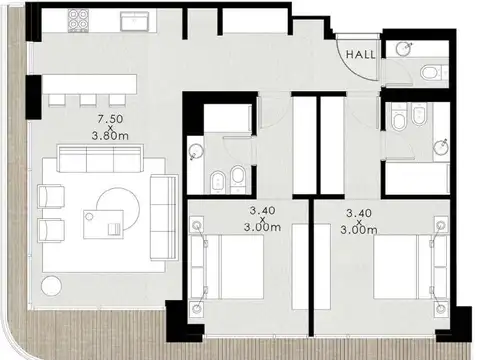 Departamento en Venta de Monoambiente