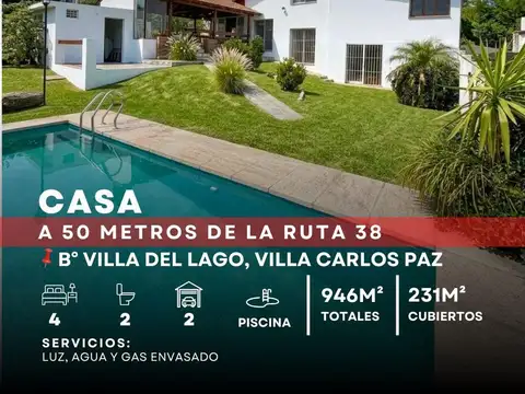 Venta Casa 3 / 4 Dormitorios Con Piscina A 50 Metros De Ruta 38 En Villa Del Lago - Villa Carlos Paz