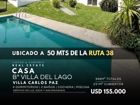 Venta Casa 3 / 4 Dormitorios Con Piscina A 50 Metros De Ruta 38 En Villa Del Lago - Villa Carlos Paz