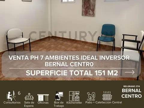 VENTA PH 7 AMBIENTES IDEAL INVERSOR BERNAL CENTRO