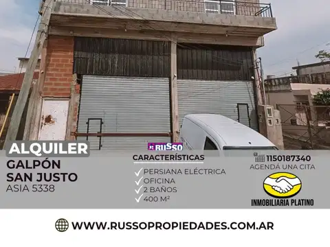 Alquiler galpón 400 m² San Justo