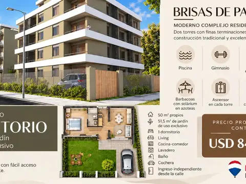 Venta apartamento 1 dormitorio gran predio Pando