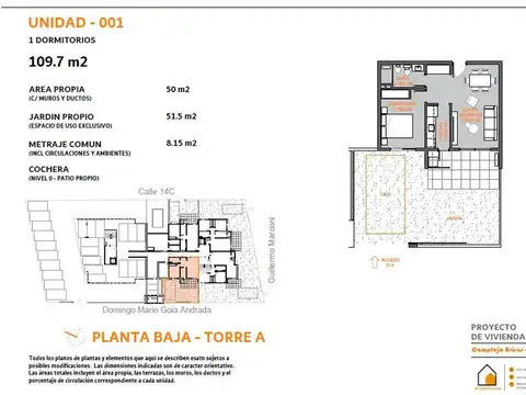 Departamento en Venta de 1 dormitorio