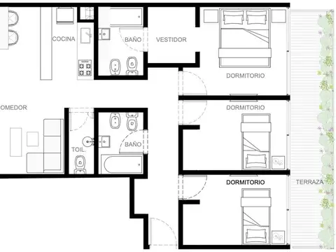 Departamento en Venta de 3 dormitorios