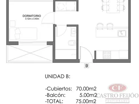Departamento en Venta de 3 ambientes