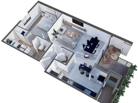 Departamento 2 ambientes con 1 baño