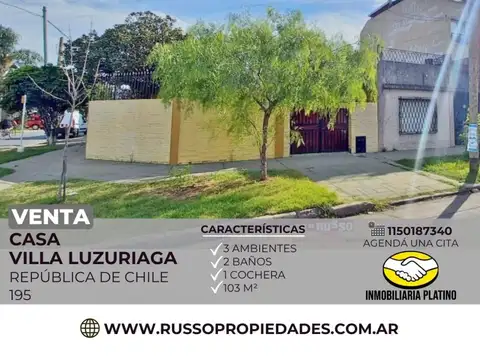 Venta Casa 3 Ambientes Villa Luzuriaga
