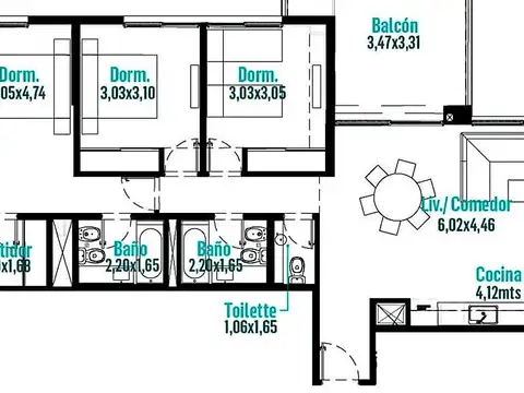 Departamento en Alquiler con 2 cocheras