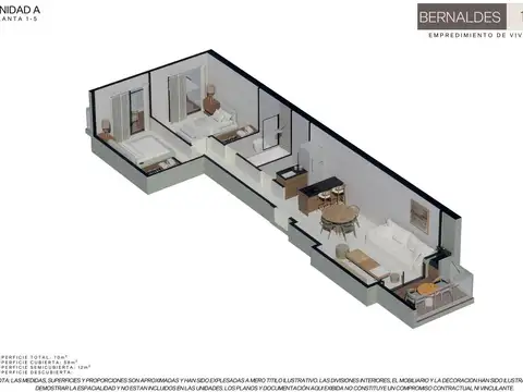 Departamento 3 ambientes con 1 baño