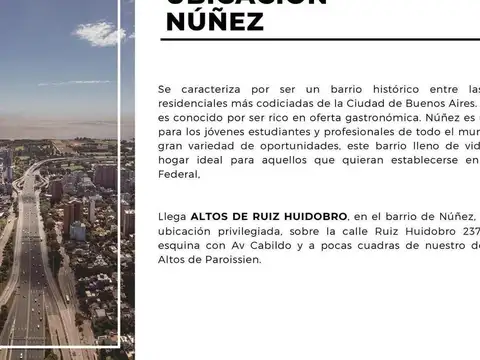 EN CONSTRUCCIÓN 2028 - Ruiz Huidobro  2300 (2 y 3 amb. desde USD 134.000)