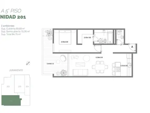 Departamento en Venta de 2 dormitorios
